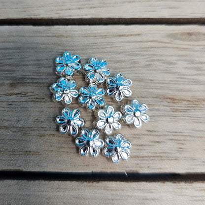 Silver Flower Acrylic Beads (10)