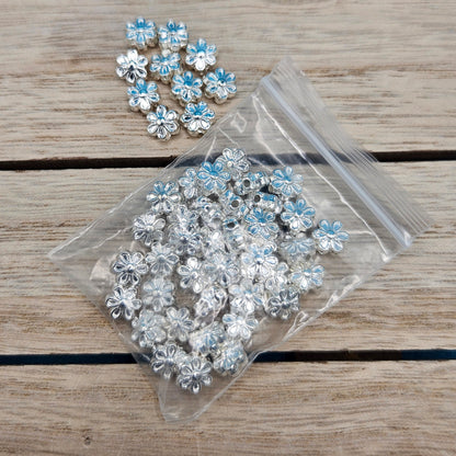 Silver Flower Acrylic Beads (10)