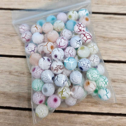 Crackled Paint Acrylic Beads (100)