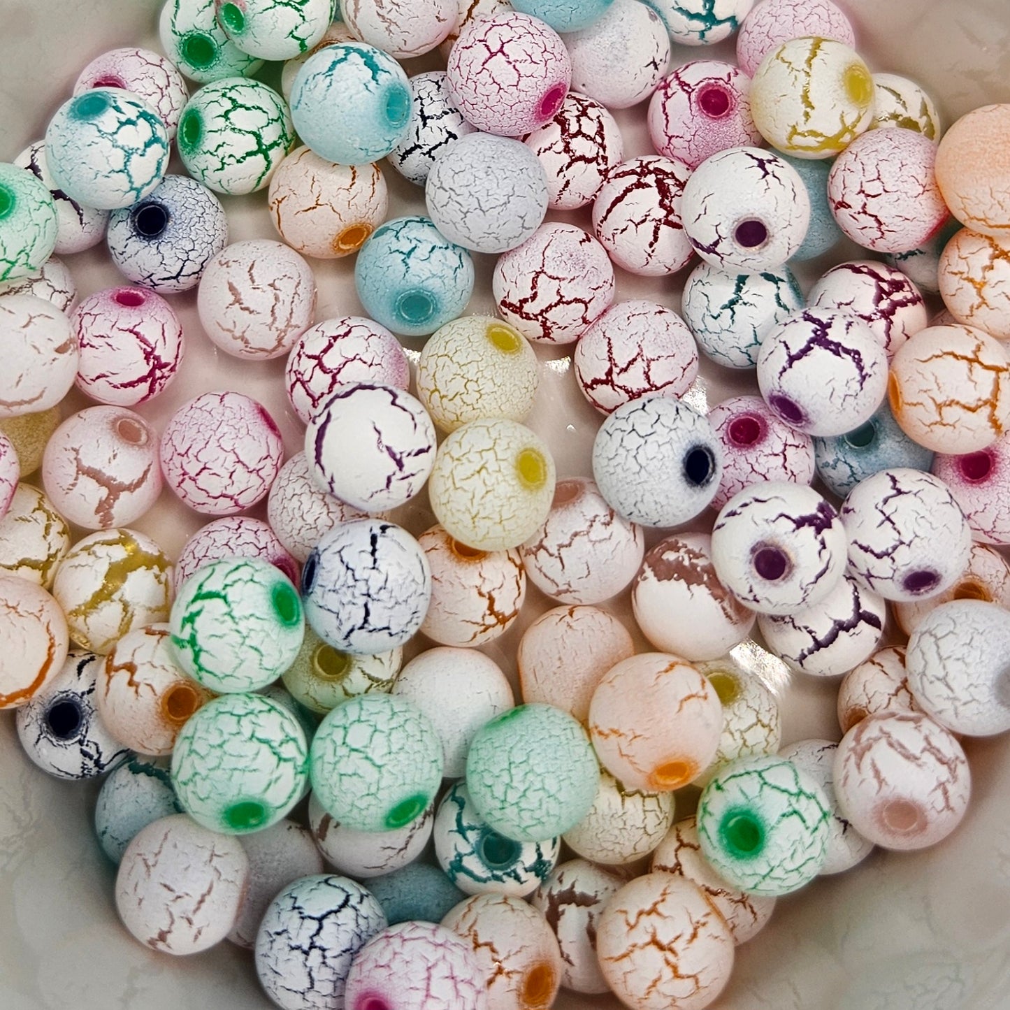 Crackled Paint Acrylic Beads (100) | colorful beads| Beads for bracelets | Beading accessories