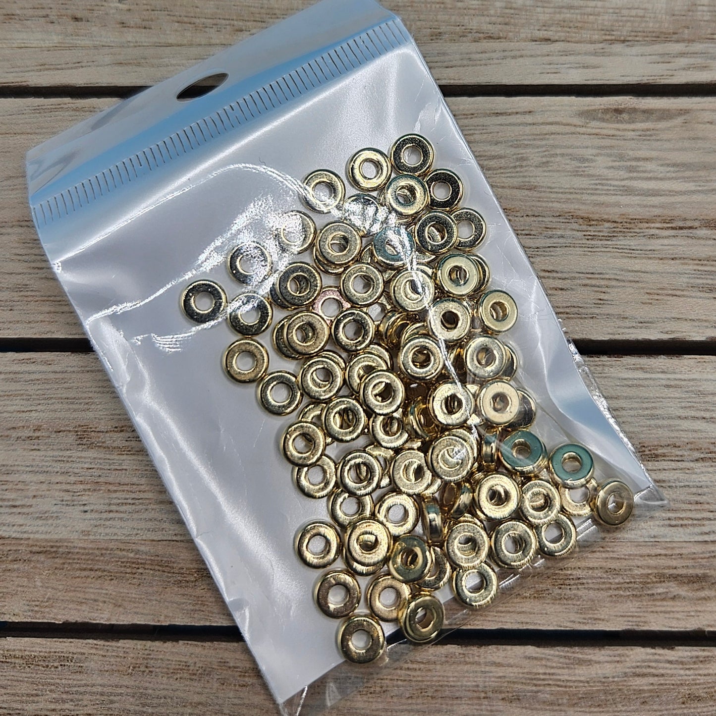 Gold Flat Disk Spacer Beads 5mm Acrylic Beads (100) | spacers for silicone beads | beadable pen spacer