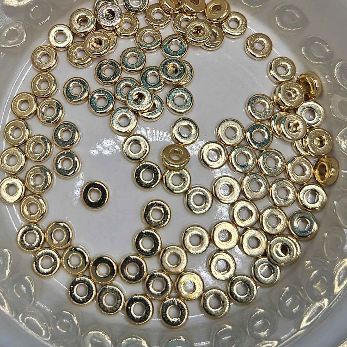 Gold Flat Disk Spacer Beads 5mm Acrylic Beads (100)