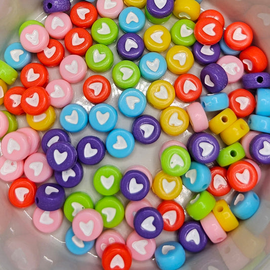 Round Heart Acrylic Beads (100)