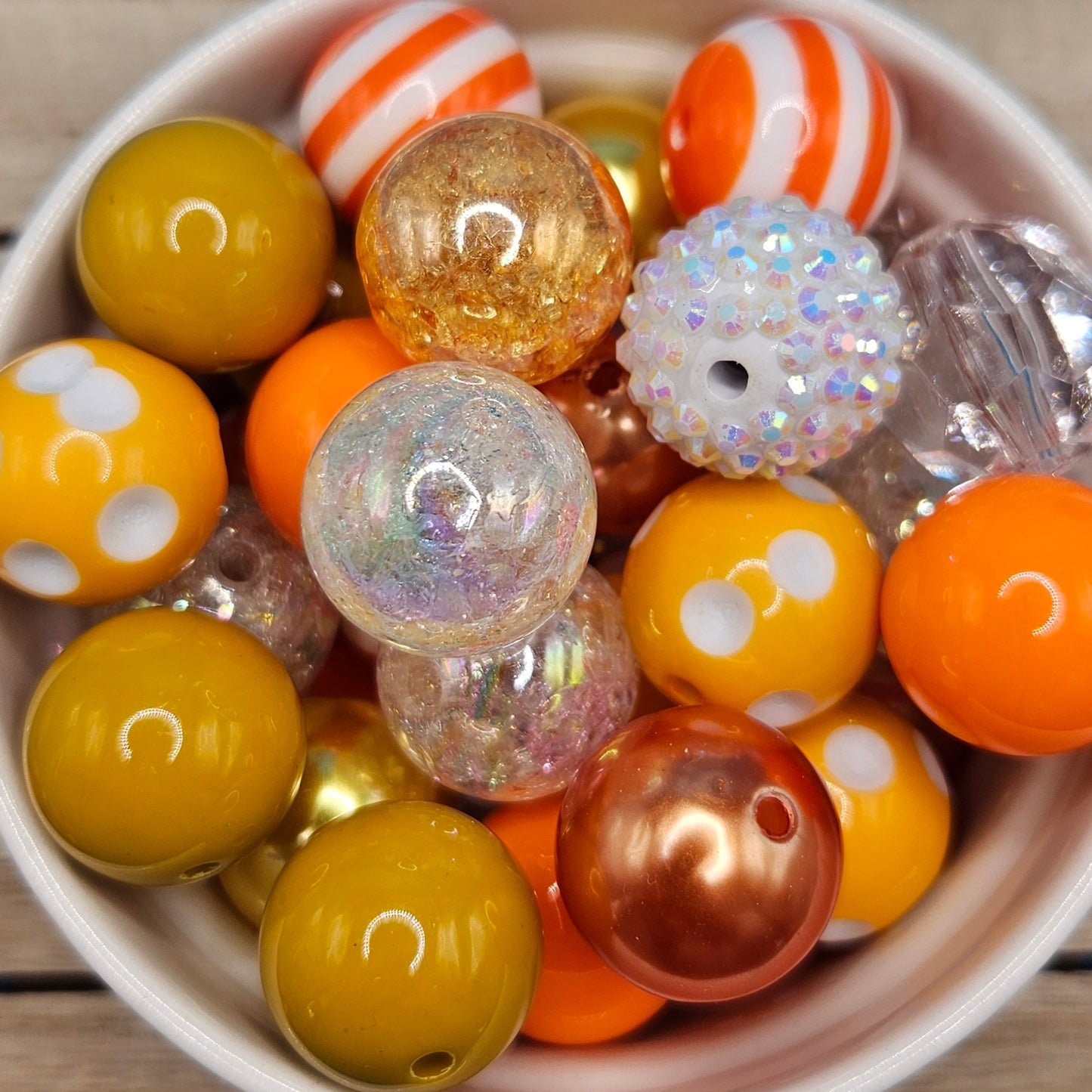 Acrylic Bubble Gum Beads Orange Mix (50)