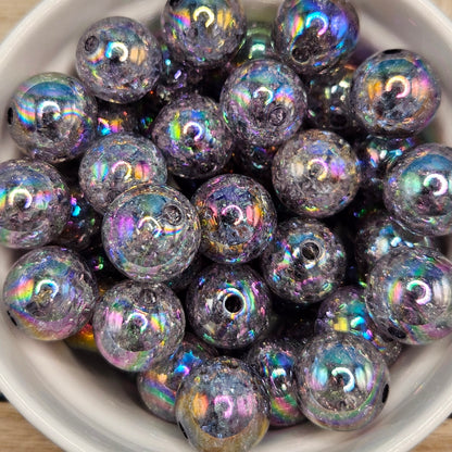 16mm Glittery Glassy Acrylic Beads