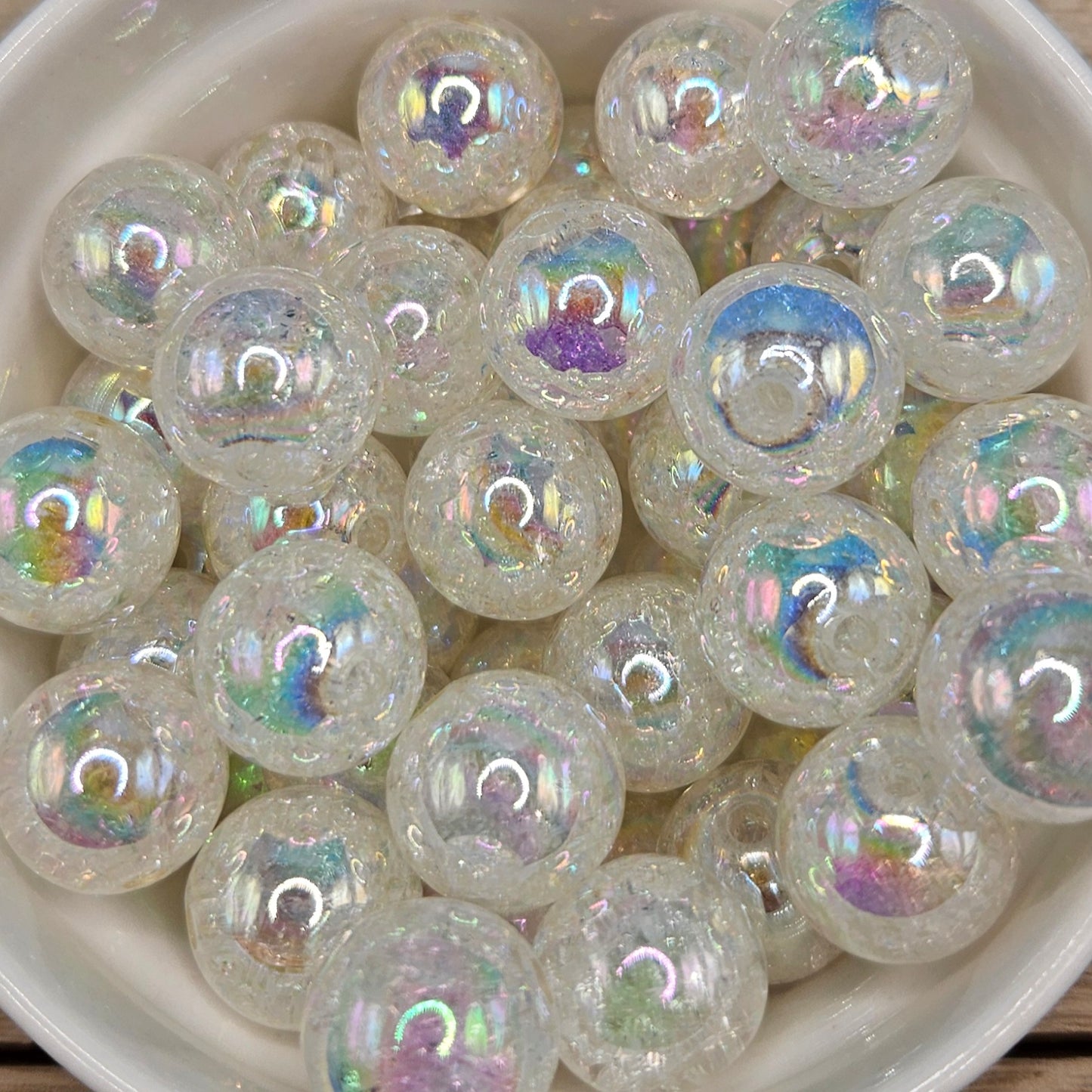 16mm Glittery Glassy Acrylic Beads