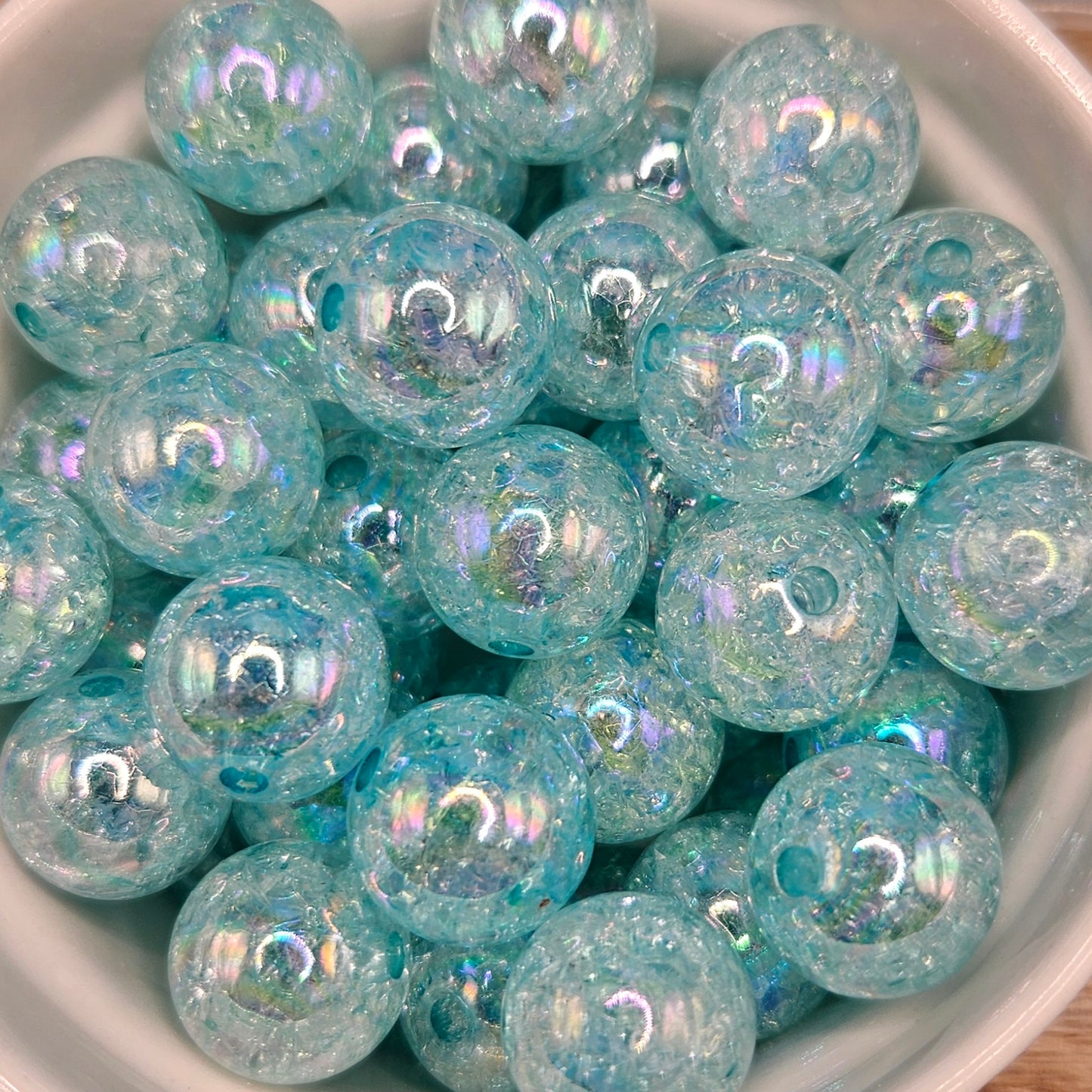 16mm Glittery Glassy Acrylic Beads