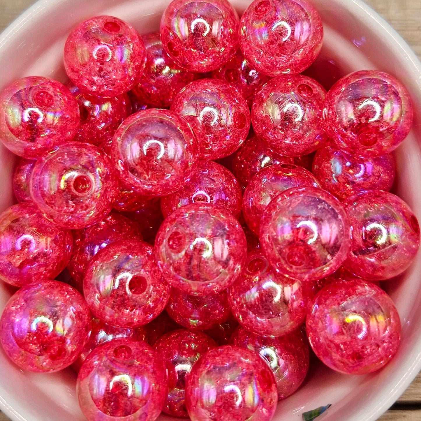 16mm Glittery Glassy Acrylic Beads