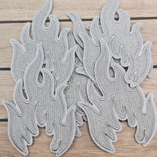 Iron On Hat Patches: Silver Flame