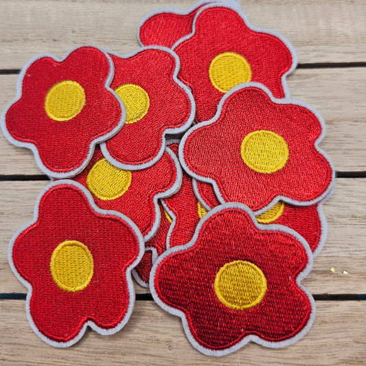 Iron On Hat Patches: Red Flower