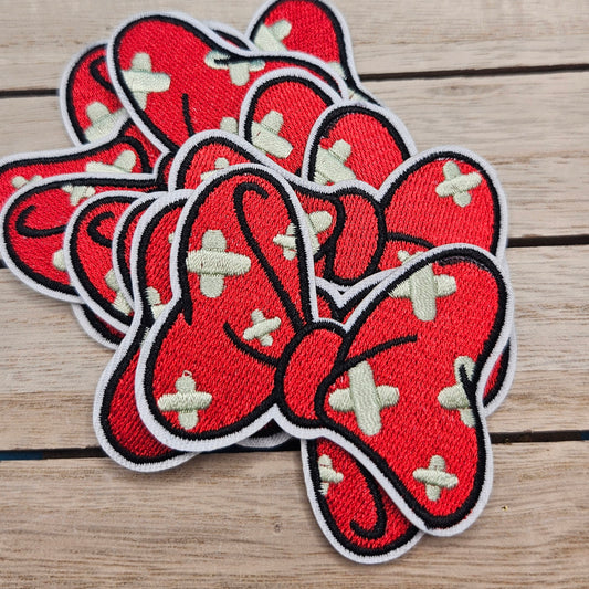 Iron On Hat Patches: Red Bow