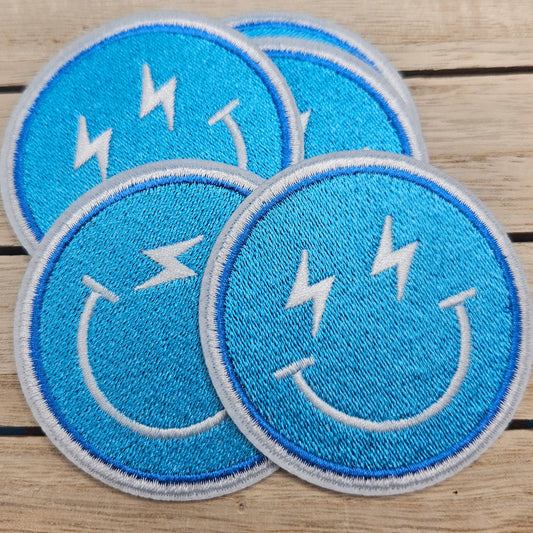 Iron On Hat Patches: Blue Smiley