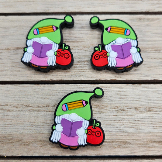 Silicone Focal Beads: Teacher Gnome | Cartoon Beads | DIY Craft Beads | Beads for wristlets, pens, keychains