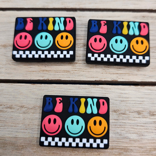 Silicone Focal Beads: Be Kind | Cartoon Beads | DIY Craft Beads | Beads for wristlets, pens, keychains