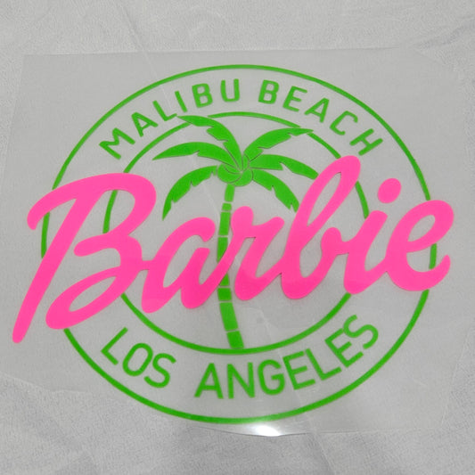 Clear Film NEON Colour Soft Thin Matte Screen Print Transfer: Malibu Beach Barbie 4"
