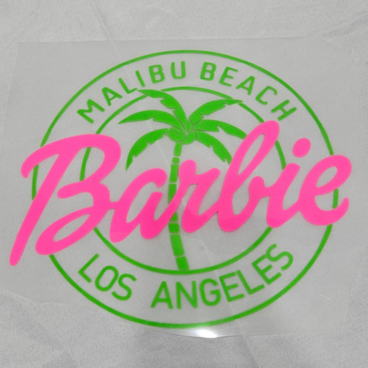 Clear Film NEON Colour Soft Thin Matte Screen Print Transfer: Malibu Beach Barbie 11"