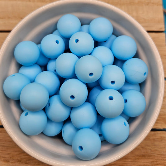 Round Silicone Bead - 12mm AND 15mm. Baby Blue