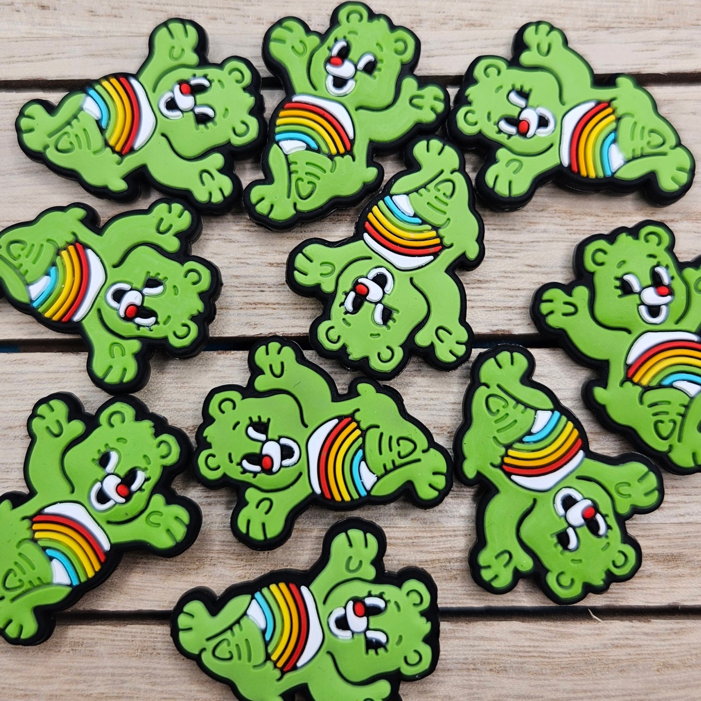 Silicone Focal Beads: Care Bear Green | Cartoon Beads | DIY Craft Beads | Beads for wristlets, pens, keychains