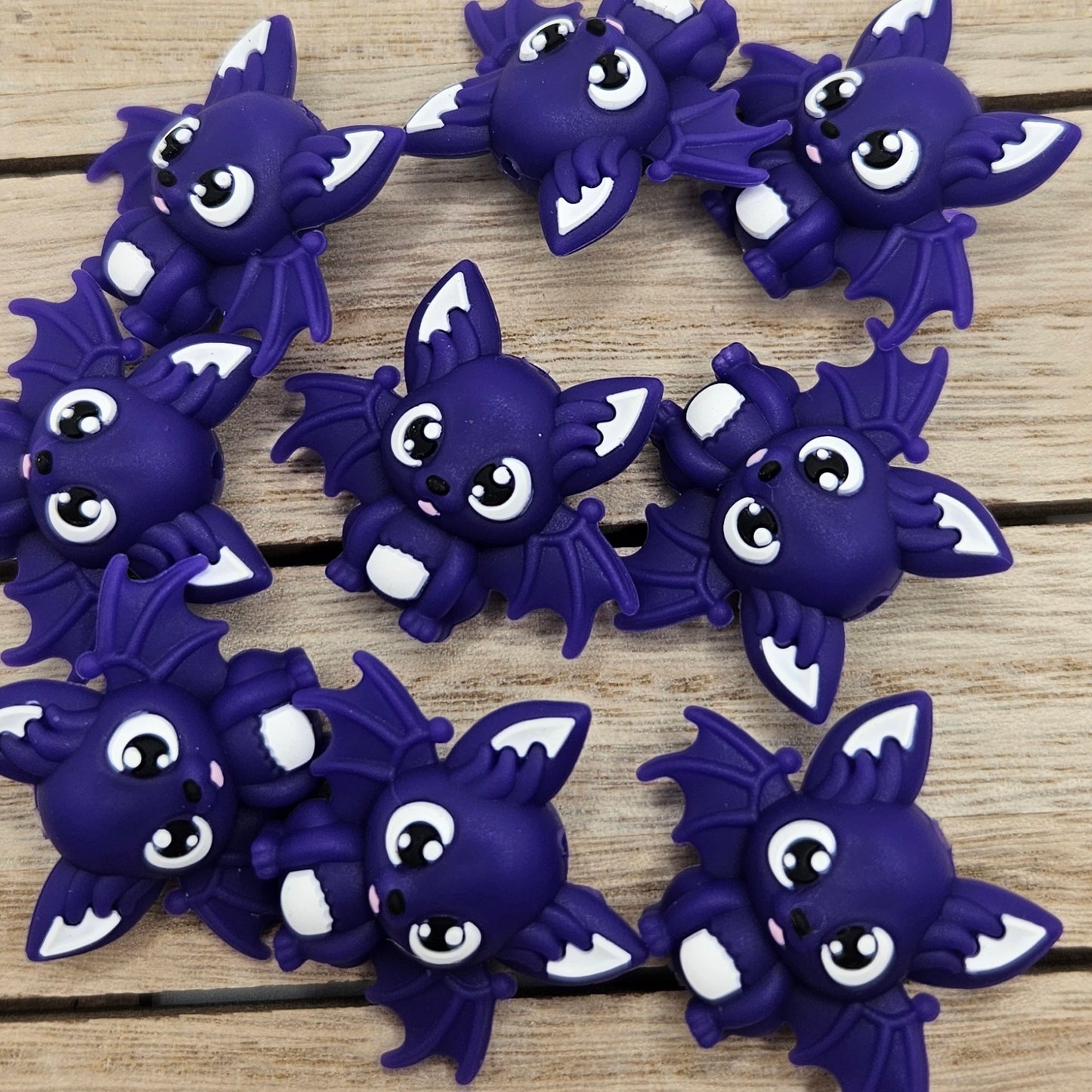 Silicone Focal Beads: 3d bat purple | Cartoon Beads | DIY Craft Beads | Beads for wristlets, pens, keychains