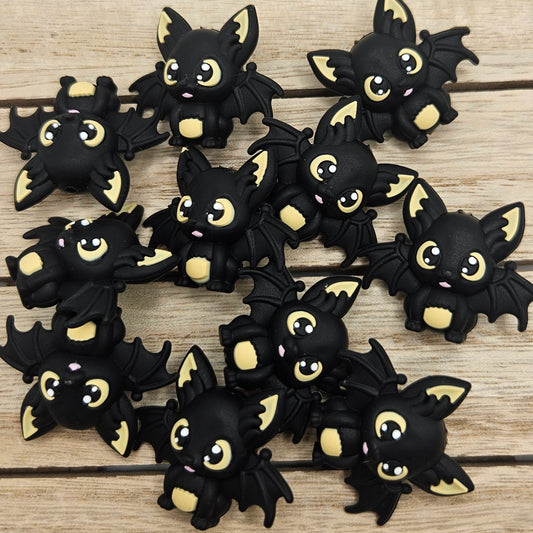 Silicone Focal Beads: 3D black bat | Cartoon Beads | DIY Craft Beads | Beads for wristlets, pens, keychains