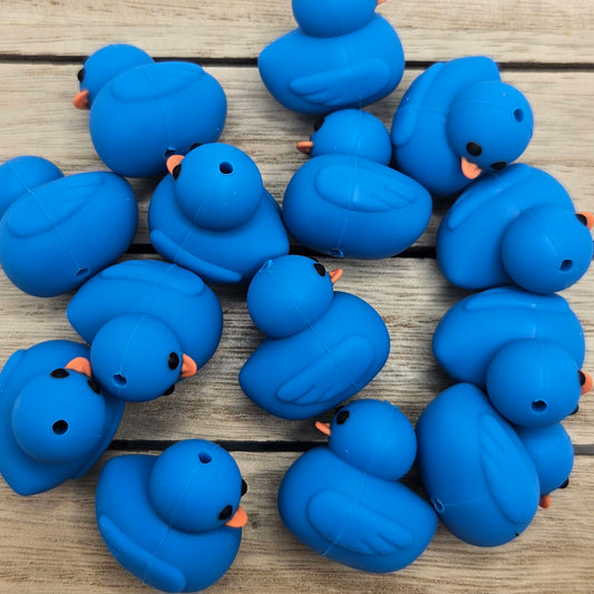 Silicone Focal Beads: 3D Blue Duck | Cartoon Beads | DIY Craft Beads | Beads for wristlets, pens, keychains