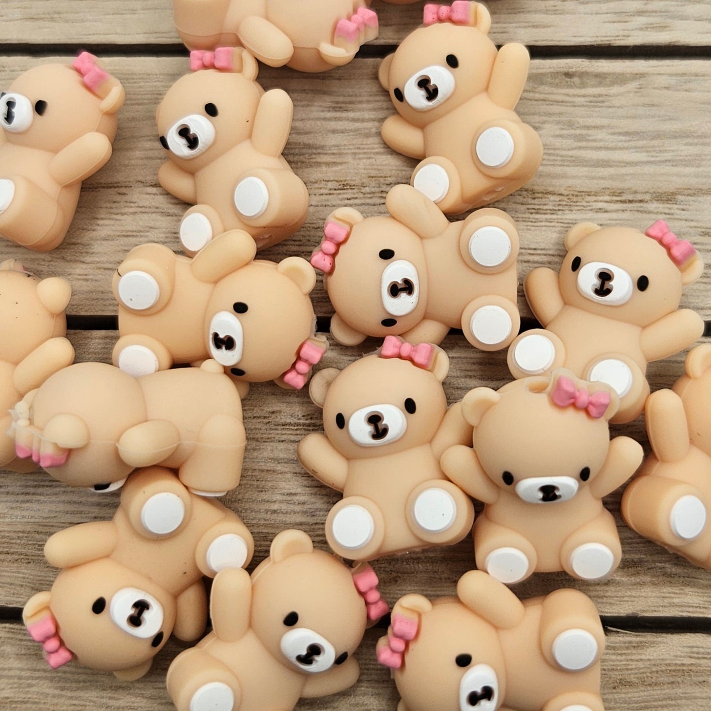 Silicone Focal Beads: 3D Light Brown Bear | Cartoon Beads | DIY Craft Beads | Beads for wristlets, pens, keychains