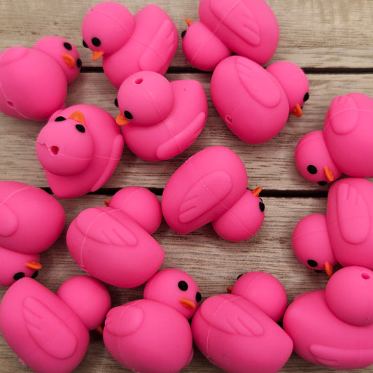 Silicone Focal Beads: 3D Pink Duck | Cartoon Beads | DIY Craft Beads | Beads for wristlets, pens, keychains