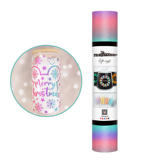 Rainbow Stripes Adhesive Craft Vinyl: Pink Cyan