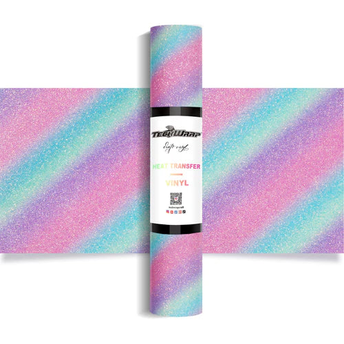 Teckwrap Ombre Glitter Heat Transfer Vinyl - Diagonal Candy - Cutey K Blanks
