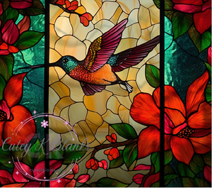 Tumbler Wraps  - Stained Glass Hummingbird - TW100085 - Cutey K Blanks
