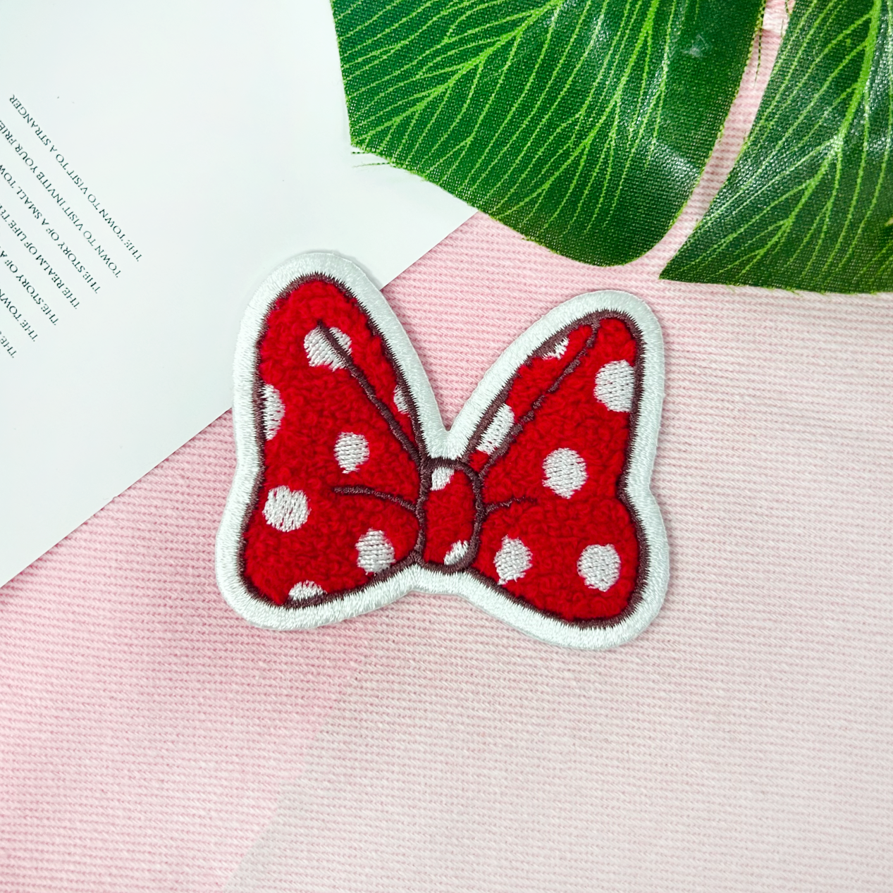 Chenille Iron On Patch: Red Bow