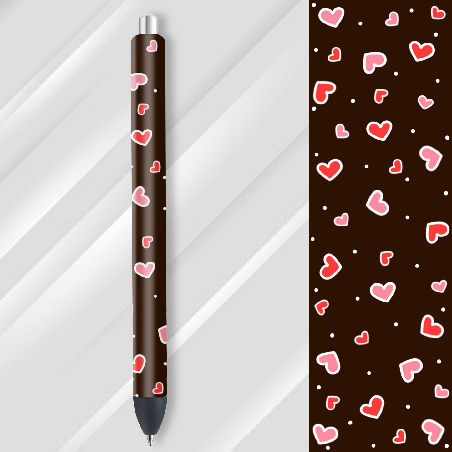 Vinyl Pen Wrap / Bookmark Prints - Hearts - P100071