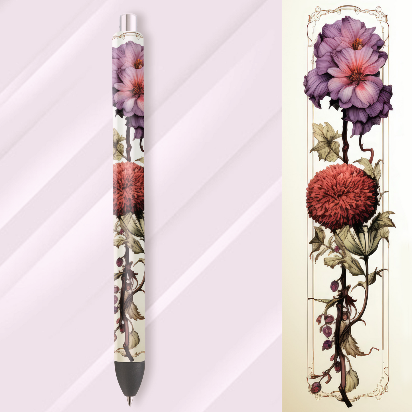 Vinyl Pen Wrap / Bookmark Prints - Flower Bouquet - P100074