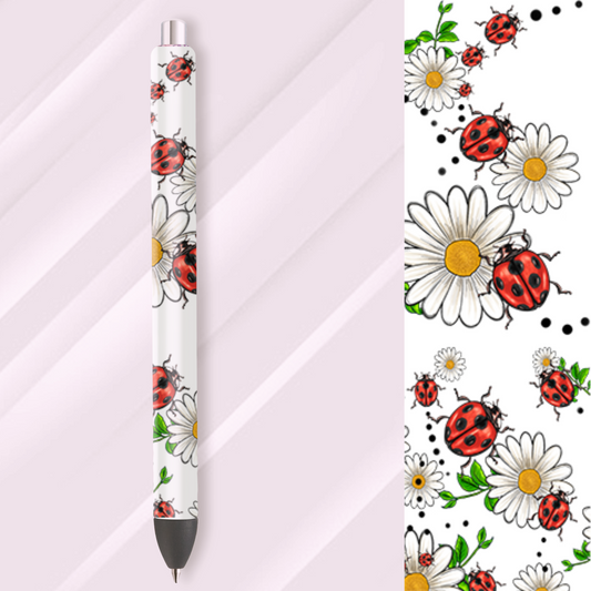 Ready to Use: UV DTF Pen Wrap: Ladybug Flowers UVDTF100255