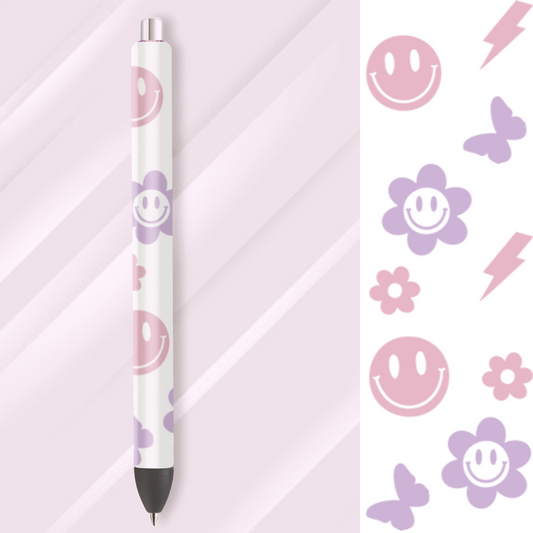Ready to Use: UV DTF Pen Wrap: Flowers and Smiley UVDTF100261