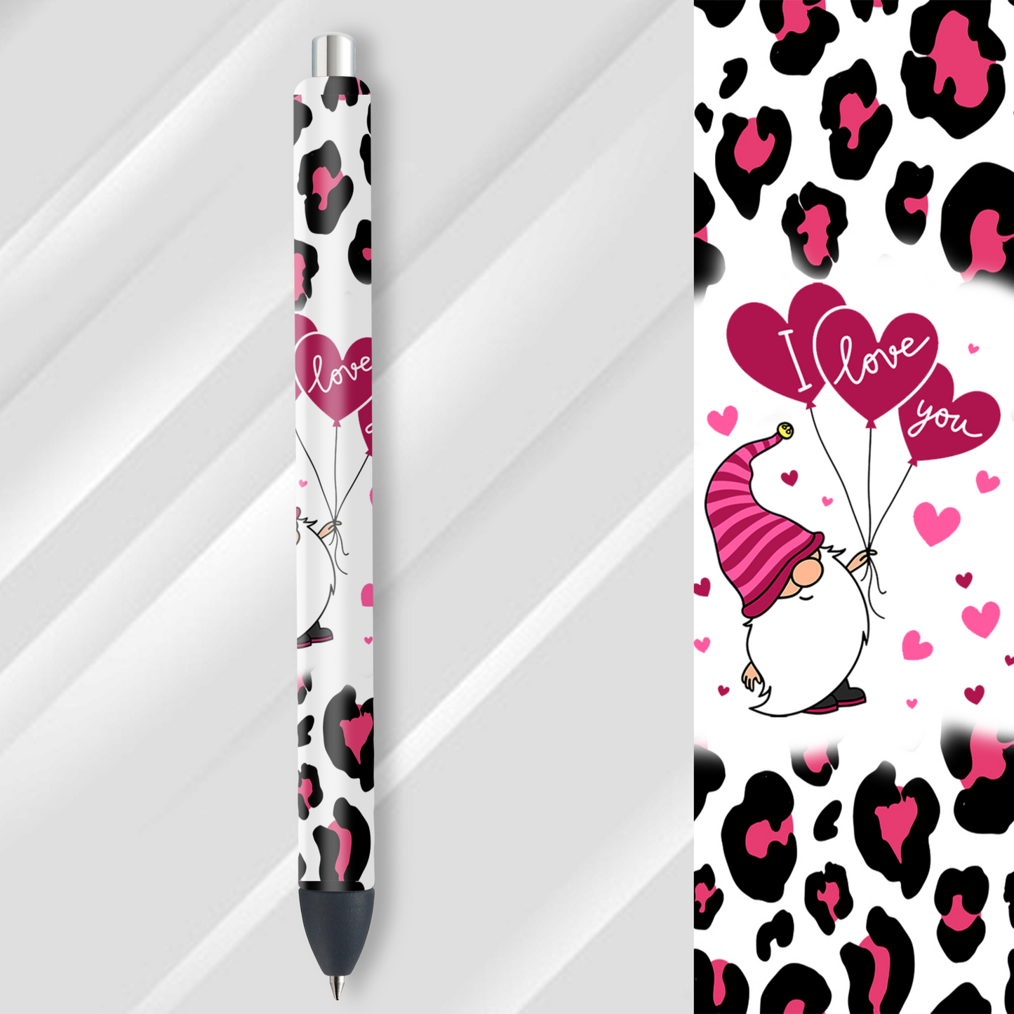 Vinyl Pen Wrap / Bookmark Prints - Valentines Gnomes Cheetah Print - P100064