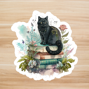 Decals, Stickers, HTV  - Watercolour Black Cat - DS100077 - Cutey K Blanks