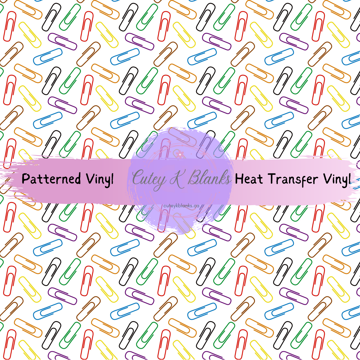 Premium Patterned Printed Vinyl and Heat Transfer (HTV) Sheets - Paper Clips - PV100066 - Cutey K Blanks