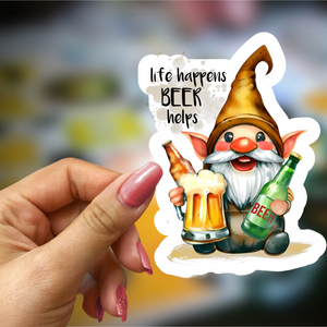 Decals, Stickers, HTV  - Life Happens, Beer Helps -  DS100194 - Cutey K Blanks