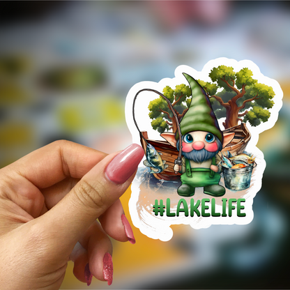 Decals, Stickers, HTV  - Lake Life Gnome -  DS100195 - Cutey K Blanks