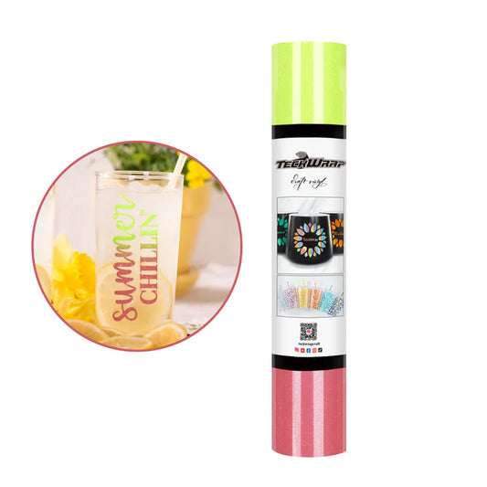 Shimmer Cold Color Change Adhesive Vinyl: Neon Yellow to Mineral Red