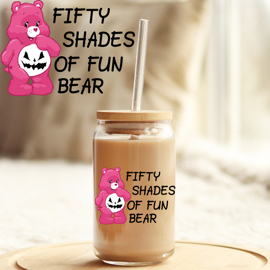 Ready to Use: UV DTF Decal Sticker: Fifty Shades of Fun Bear UVDTF100247
