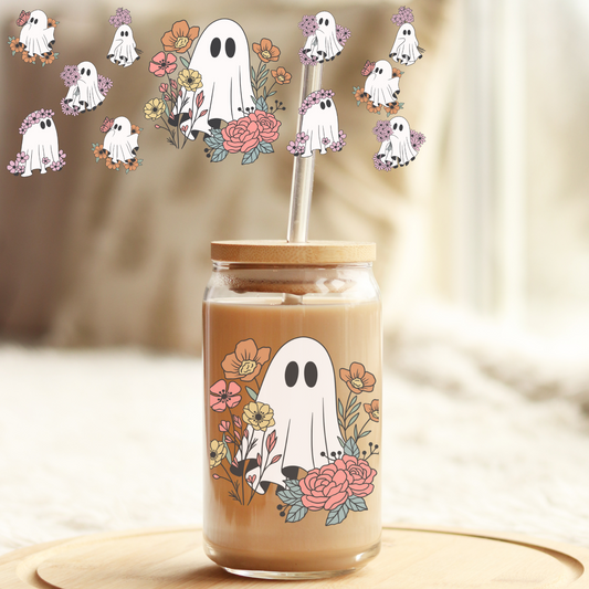 Tumbler Cup Wrap 16oz UV DTF Crystal Sticker: Ghosts UVDTF100283