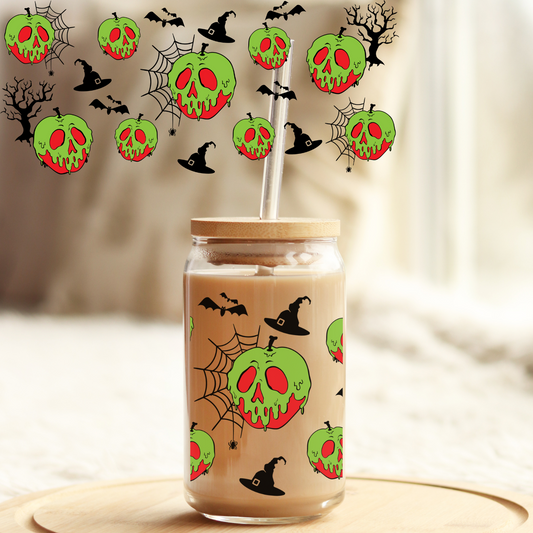 Tumbler Cup Wrap 16oz UV DTF Crystal Sticker: Halloween Green Witch UVDTF100288