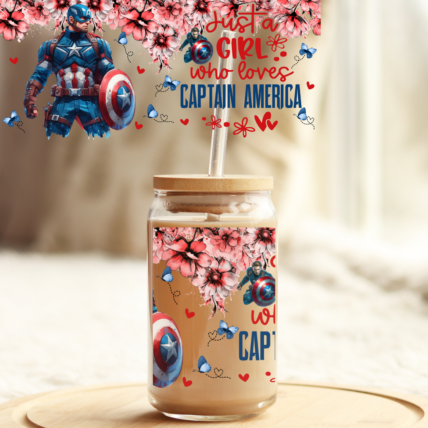 Tumbler Cup Wrap 16oz UV DTF Crystal Sticker: Girl who loves C America UVDTF100298