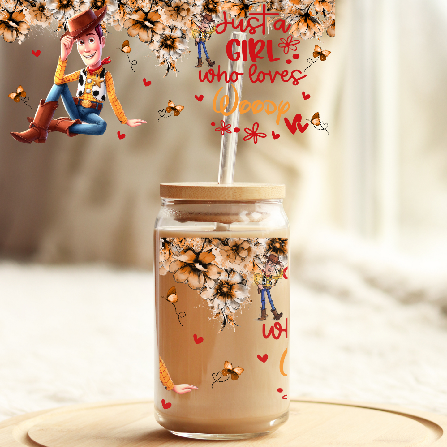 Tumbler Cup Wrap 16oz UV DTF Crystal Sticker: Girl who loves Woody UVDTF100297