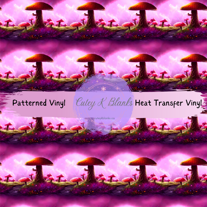 Premium Patterned Printed Vinyl and Heat Transfer (HTV) Sheets - Mushrooms - PV100068 - Cutey K Blanks