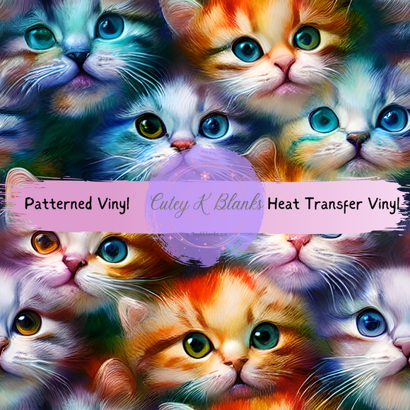 Patterned Printed Vinyl and Heat Transfer (HTV) Sheets - Kittens - PV100073 - Cutey K Blanks