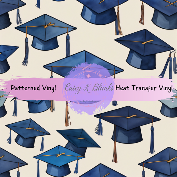 Patterned Printed Vinyl and Heat Transfer (HTV) Sheets - Graduation Hats - PV100077 - Cutey K Blanks