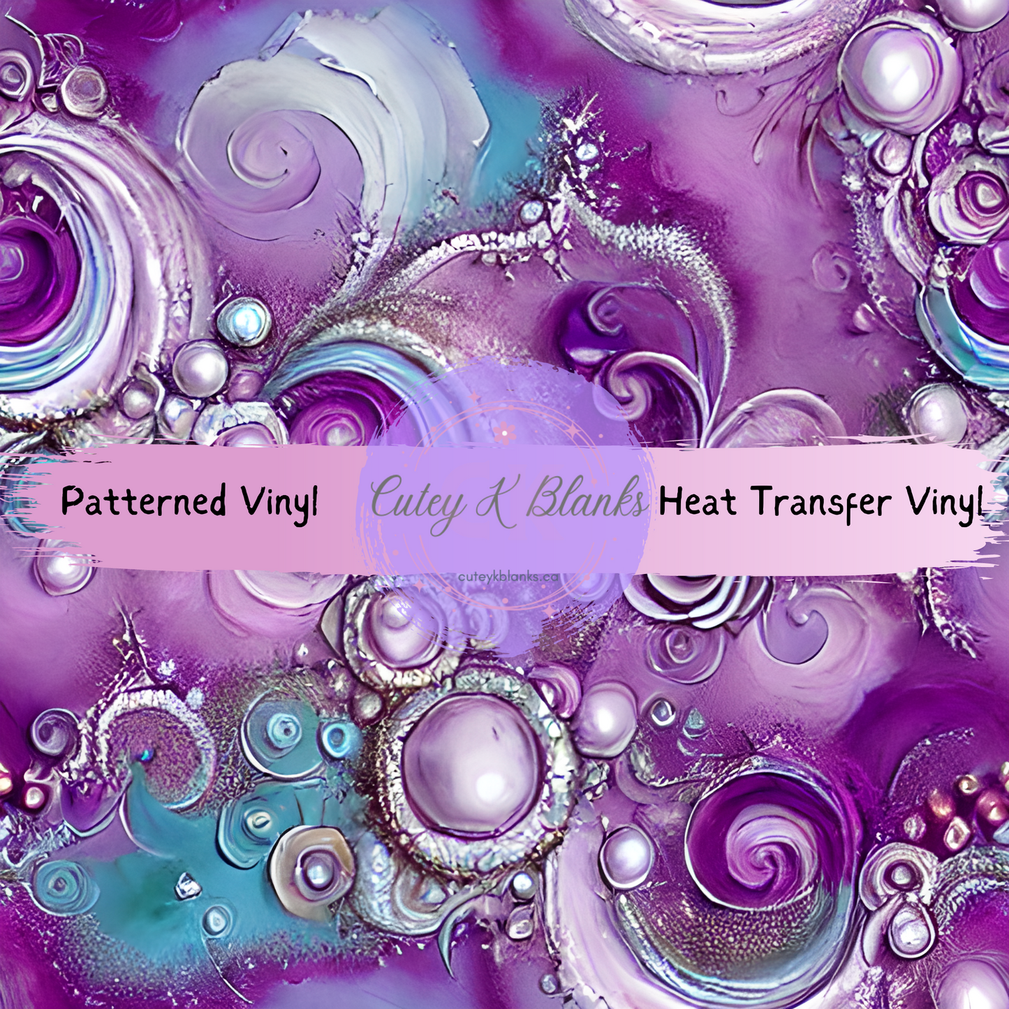 Patterned Printed Vinyl and Heat Transfer (HTV) Sheets - Whimsical Purple - PV100079 - Cutey K Blanks